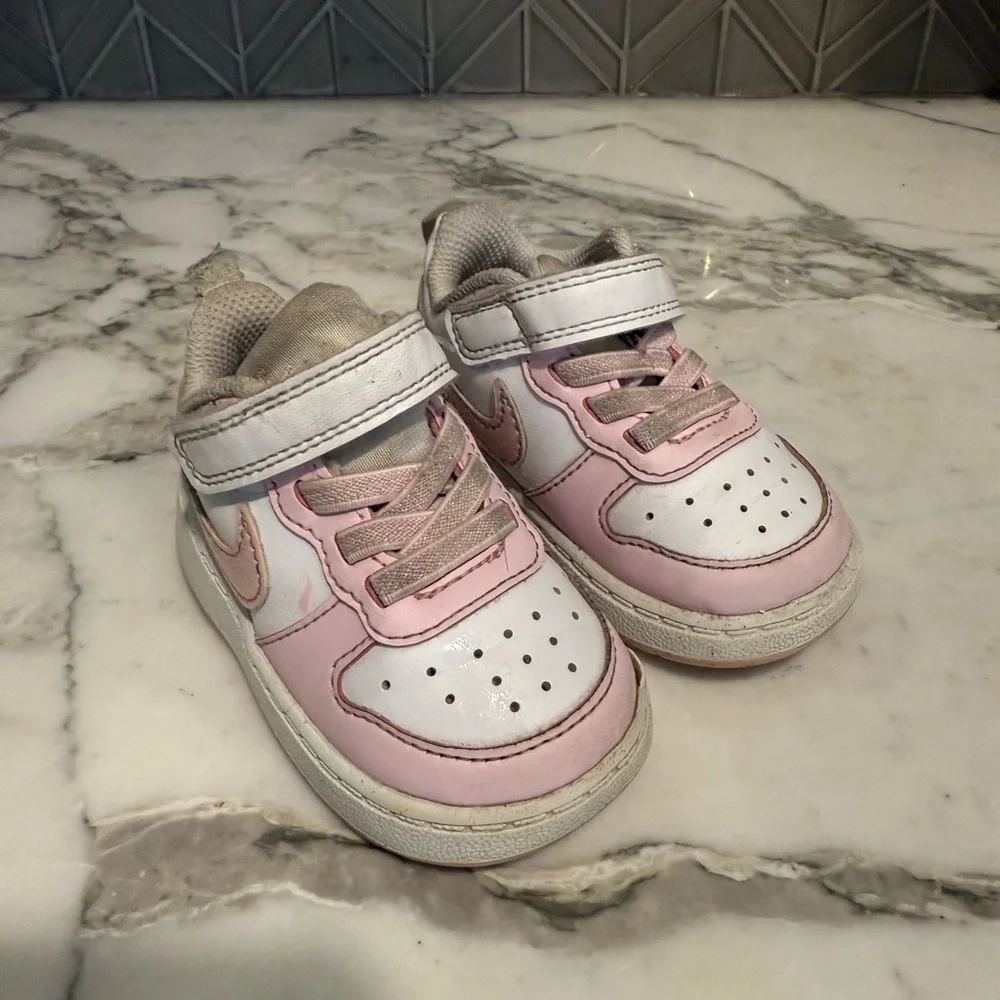 $18 ADD ON Toddler's Nike Court Borough Low Recraft White/Pink 4c